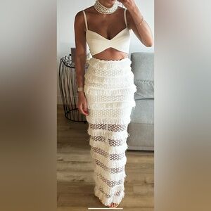 Lexi Chic White Crochet Maxi dress petite